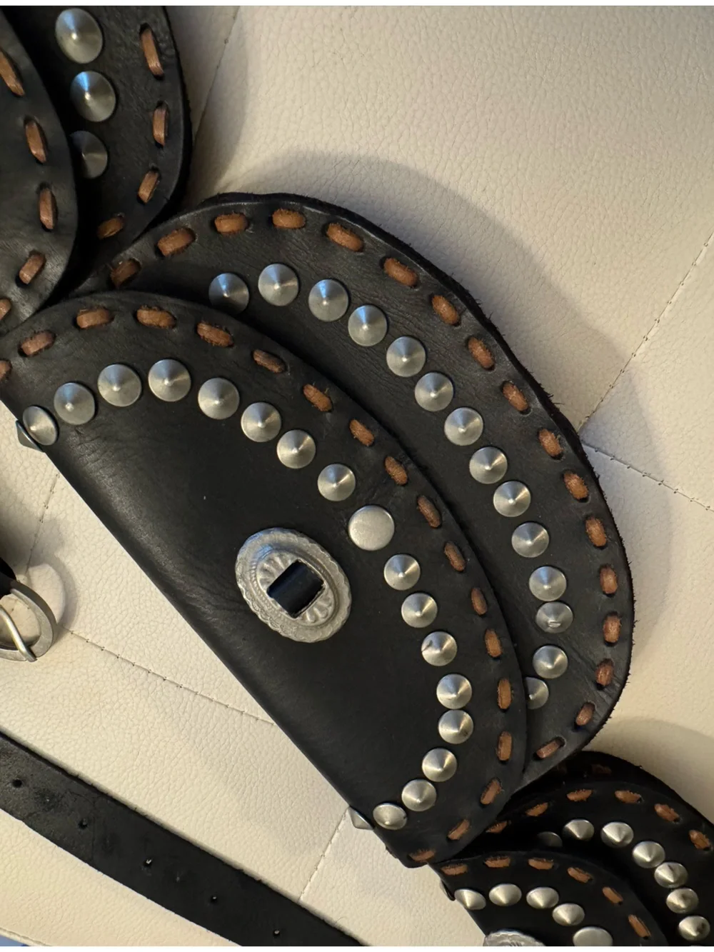 Free People Black Double Studded Leather Belt Bag